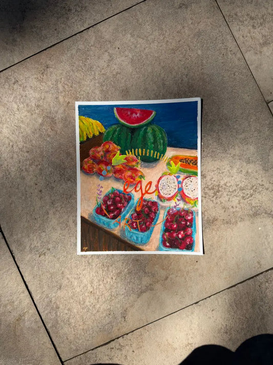 Barcelona Fruit Stand Original Art