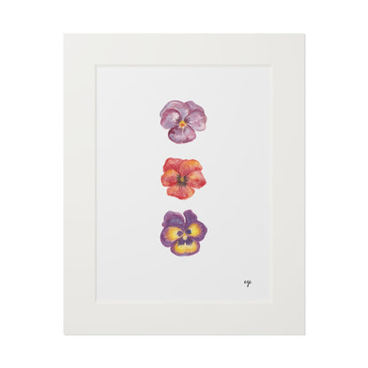 "Berry Bloom" Pansy Trio Fine Art Print