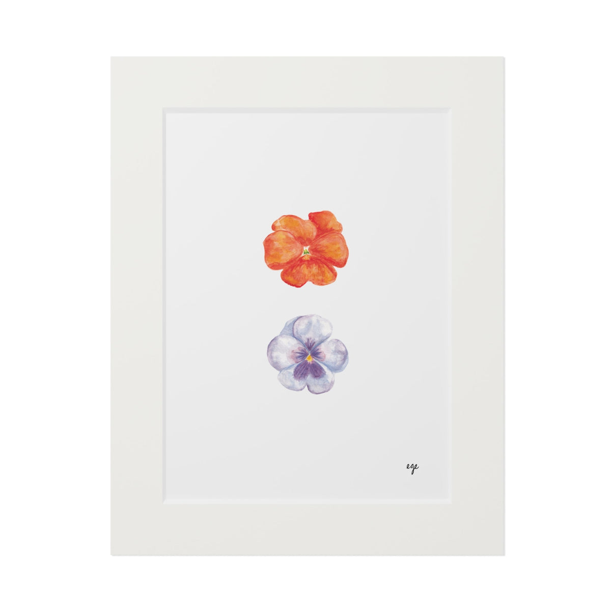"Citrus & Periwinkle" Pansy Duo Fine Art Print