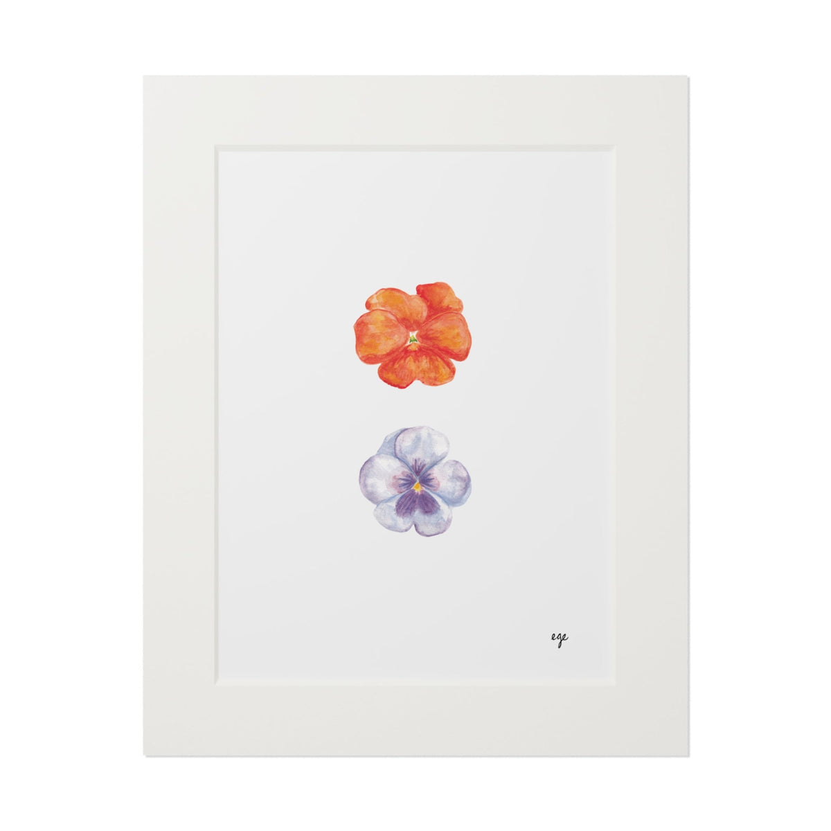 "Citrus & Periwinkle" Pansy Duo Fine Art Print