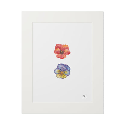 "Crimson & Iris" Pansy Duo Fine Art Print