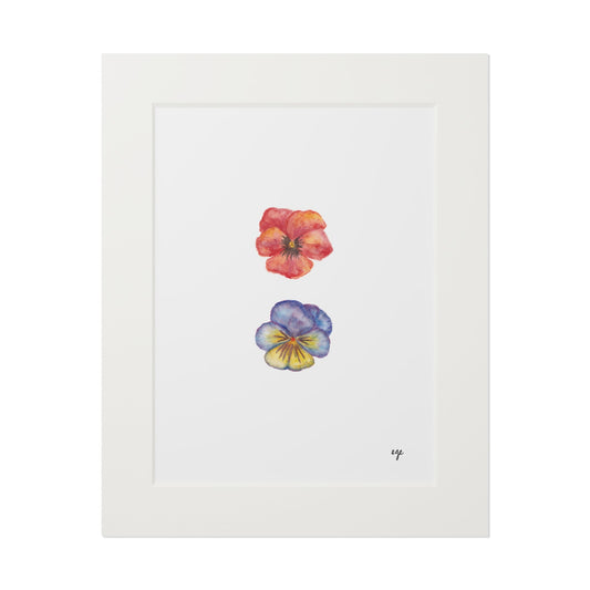 "Crimson & Iris" Pansy Duo Fine Art Print