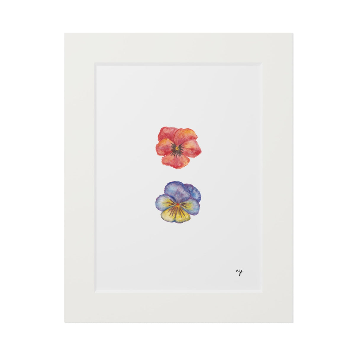 "Crimson & Iris" Pansy Duo Fine Art Print