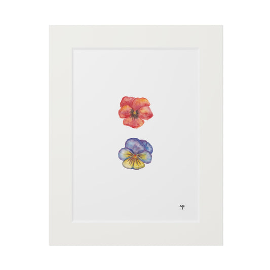 "Crimson & Iris" Pansy Duo Fine Art Print