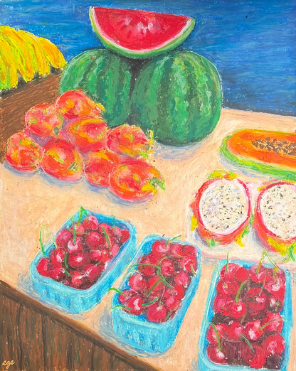 Barcelona Fruit Stand Original Art
